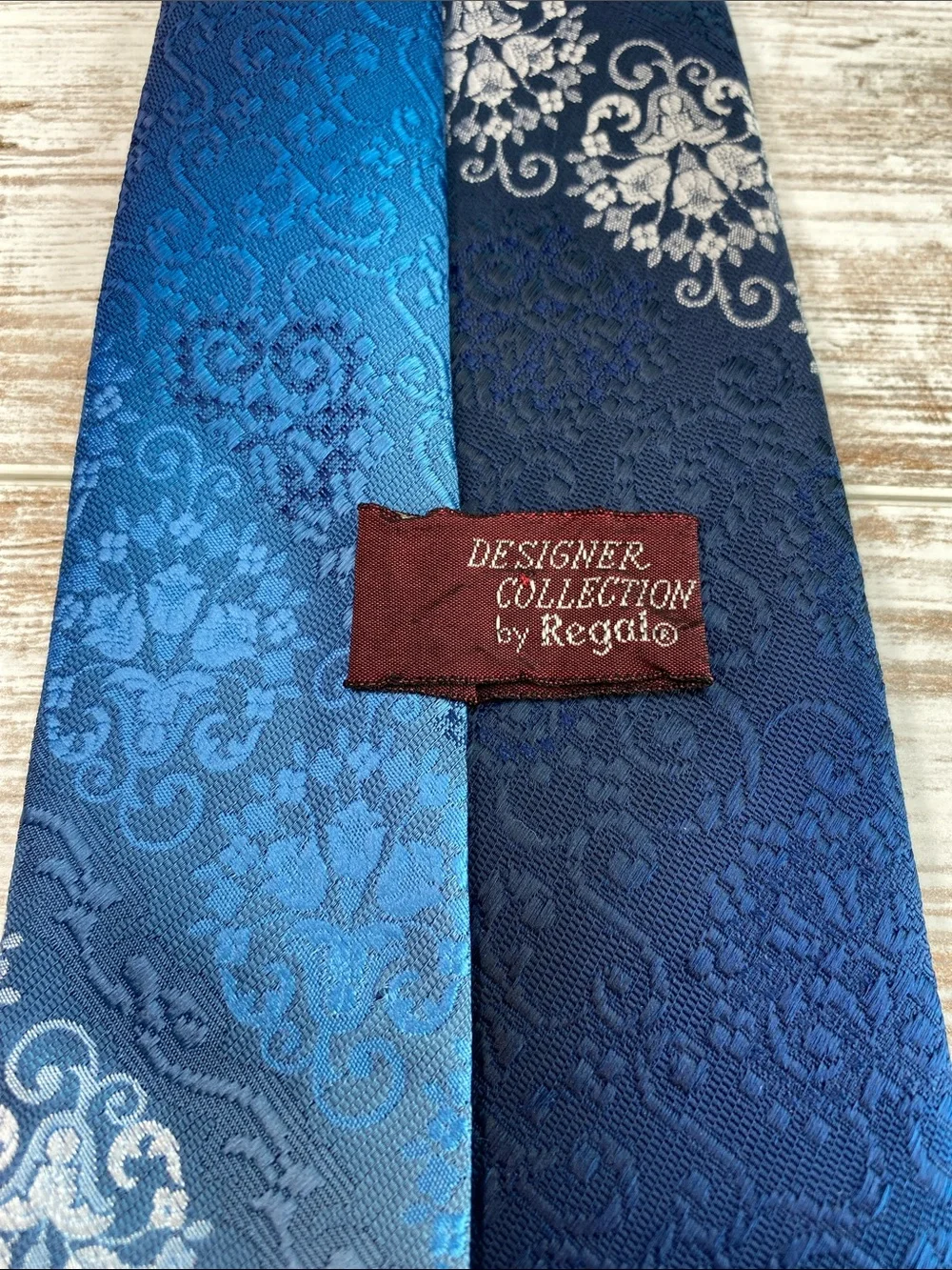 Blue Damask Tie Wide 4” Formal Wedding Prom Jacquard Designer Collection Regal